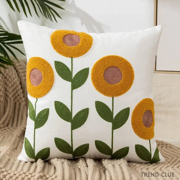 Flower Embroidered Pastoral Style Sofa Cushion Waist Cover for Living Room